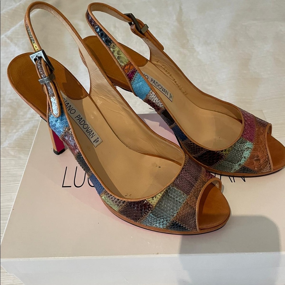 Luciano Padovan Multi Color Python Skin Open Toe - image 2